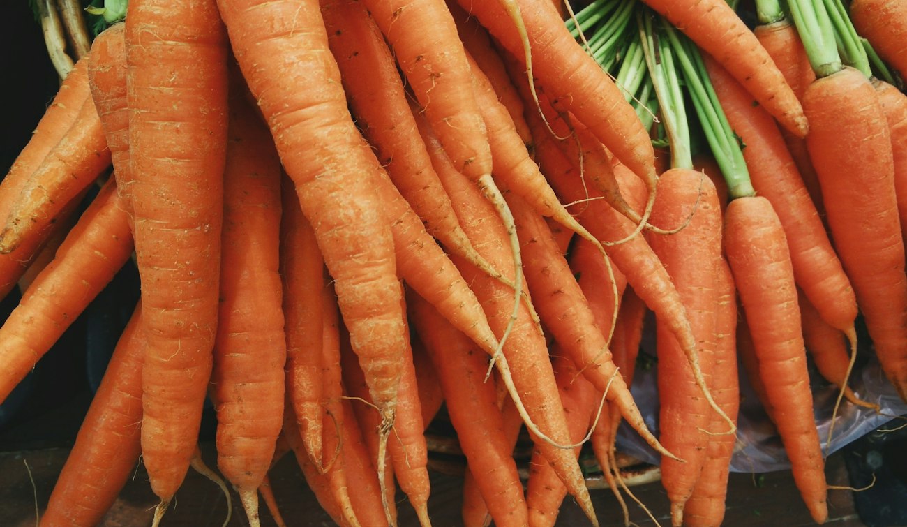 Fresh carrots and market vegetables