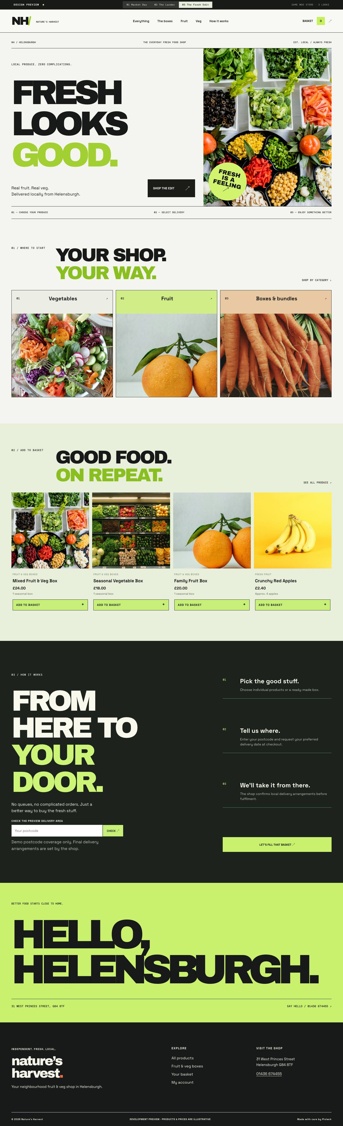 Screenshot of the The Fresh Edit website concept