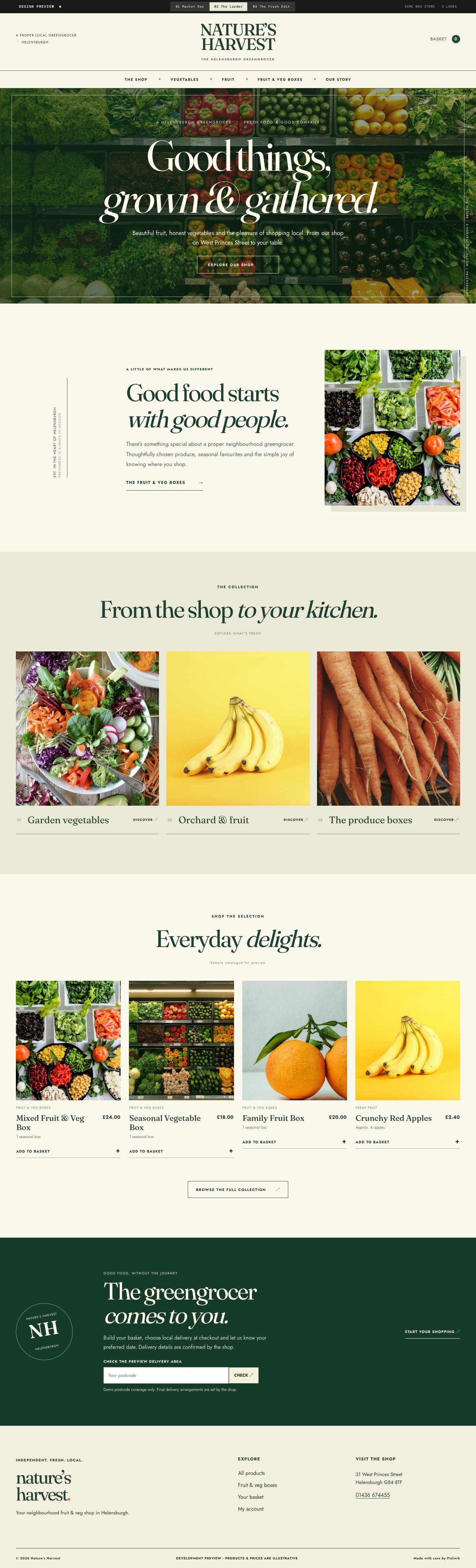 Screenshot of the The Larder website concept